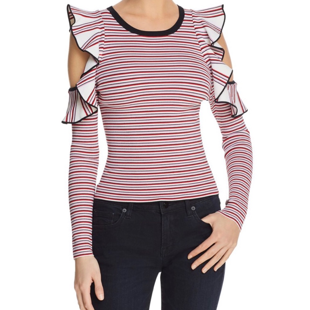 Whistles Ruffled Cold-Shoulder Sweater